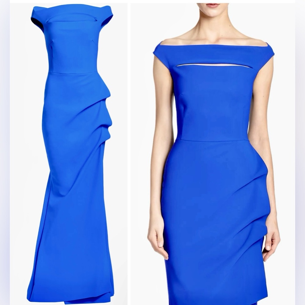 Chiara Boni Electric Blue Off-Shoulder Maxi Dress